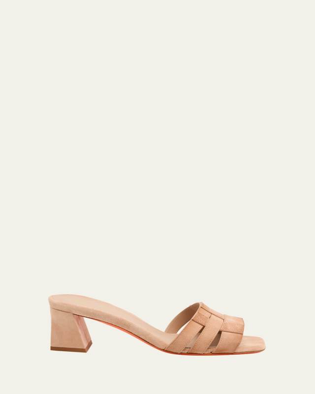 Venere Caged Suede Block-Heel Sandals
